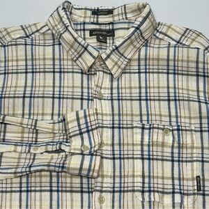 Eddie Bauer Plaid Button Down Shirt Sz 3XL Seersucker‎ 100% Cotton Casual Preppy